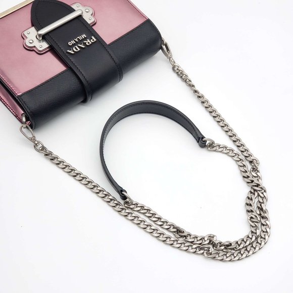 100% Authentic Prada Cahier Metallic Pink Shoulder Rare Bag - Picture 7 of 16